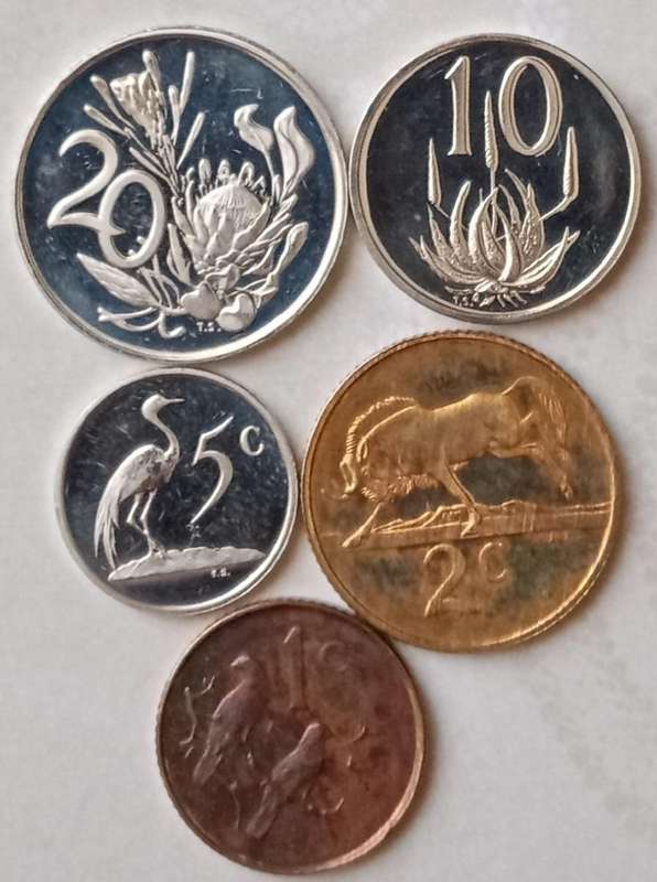 1987 Republic proof 20c-1c (5 coins)
