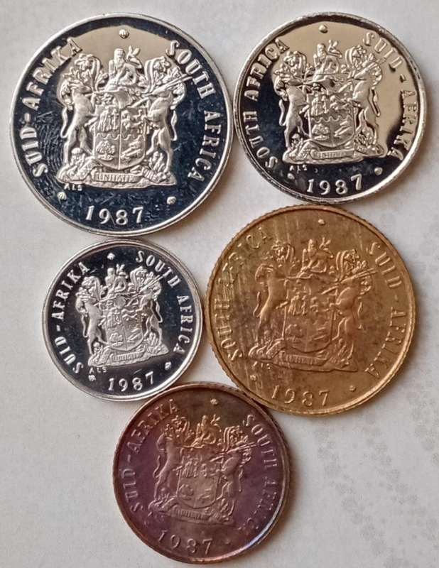 1987 Republic proof 20c-1c (5 coins)