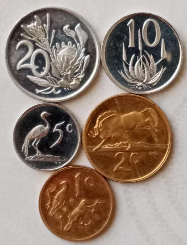 1982 Republic proof 20c-1c (5 coins)