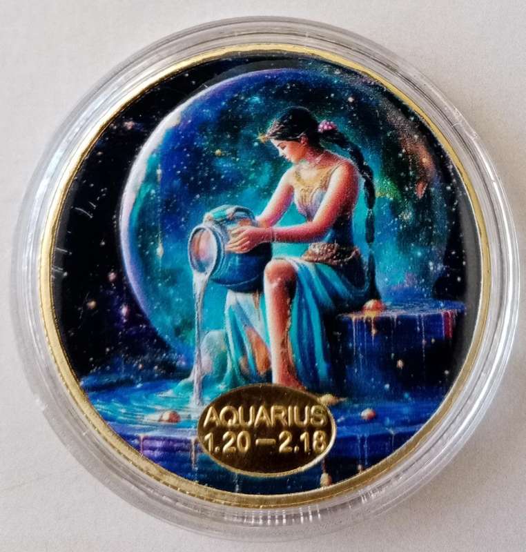 Aquarius Zodiac sign commemorative novelty coin (40mm)