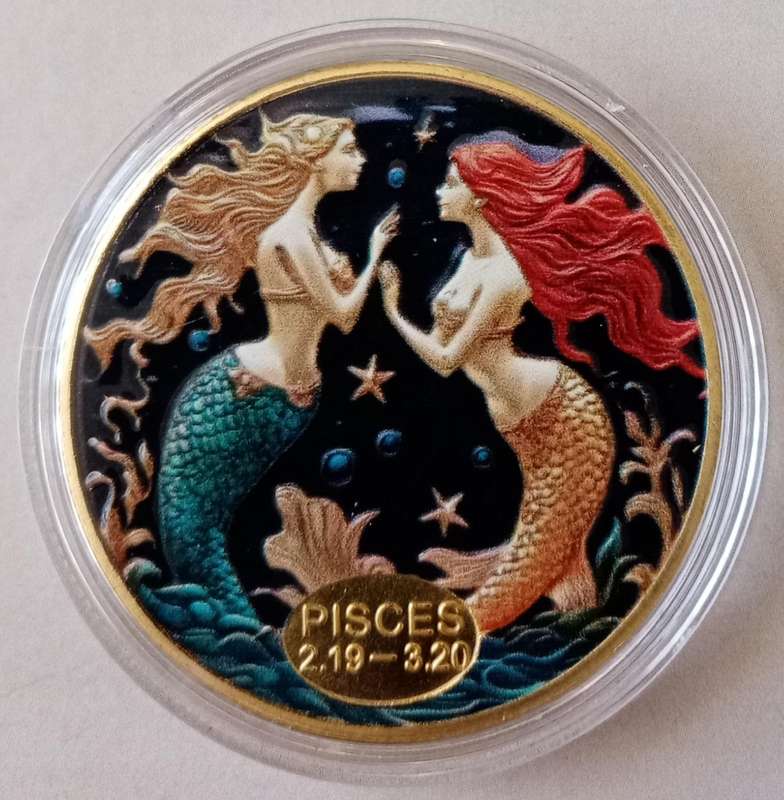 Pisces Zodiac sign commemorative novelty coin (40mm)
