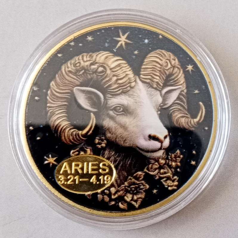 Aries Zodiac sign commemorative novelty coin (40mm)