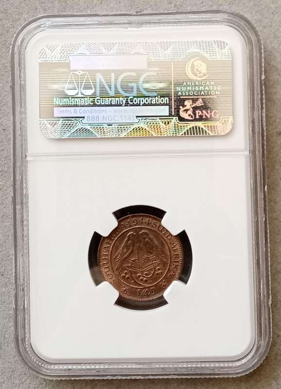 Nice 1944 Union 1/4 penny NGC MS63 RB