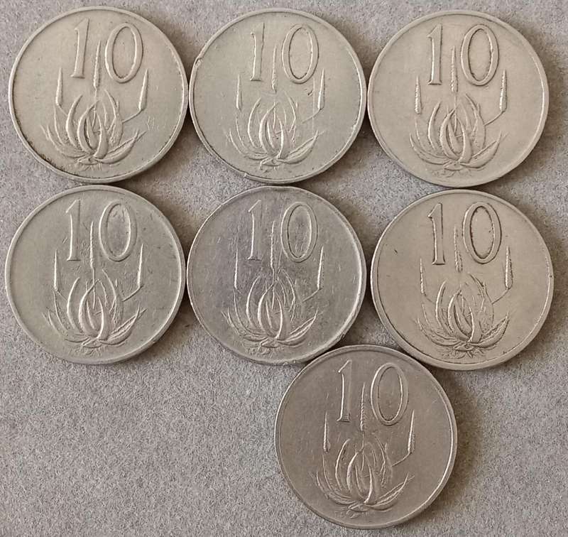 Lot of x7 Nickel 10c coins (1965-1978)