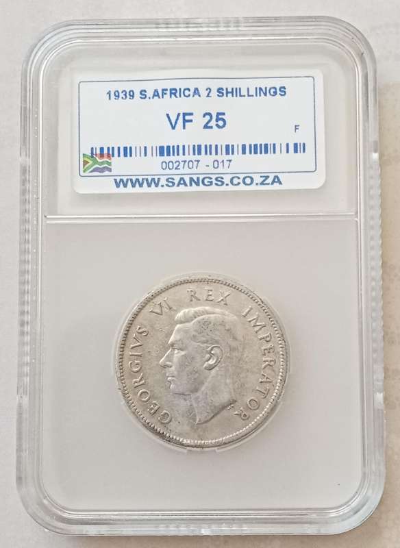 1939 Union silver 2 Shillings SANGS VF25
