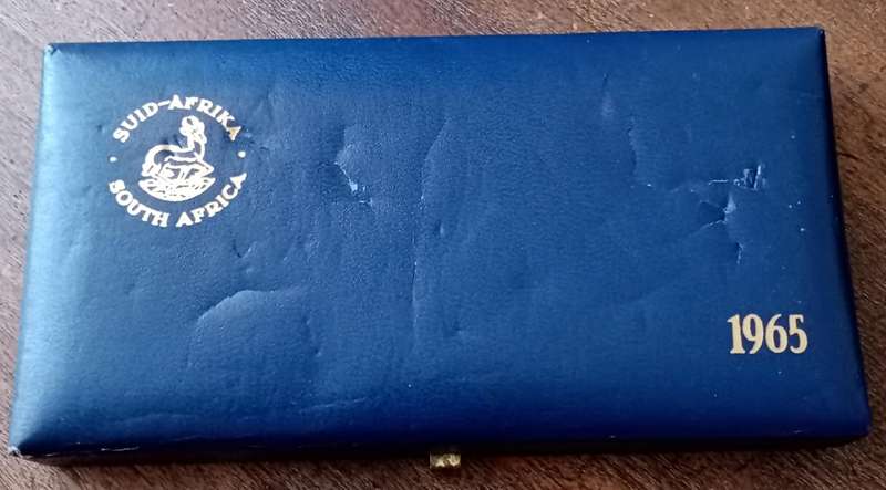 Partial 1965 proof set in blue box (20c-2c)