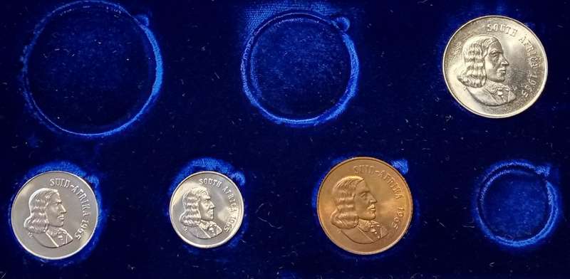 Partial 1965 proof set in blue box (20c-2c)