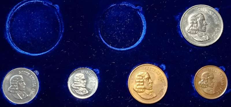Partial 1966 proof set in blue box (20c-1c)