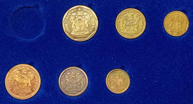 1990 Republic partial proof set (50c-1c) in box (mintage: 10239)