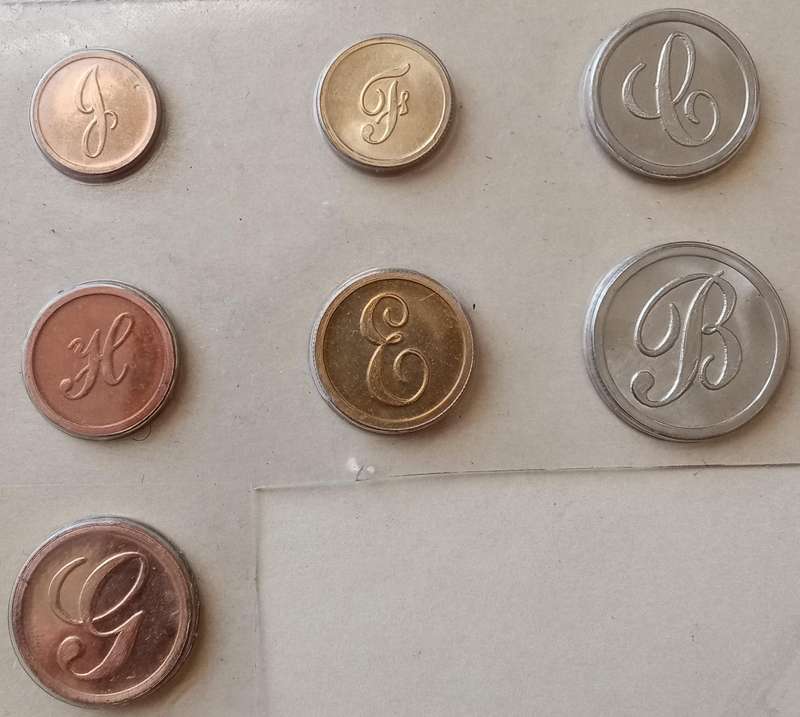 Partial 1989 S.A pattern coin set (7 coins)