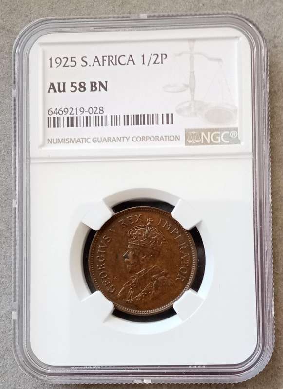 Nice 1925 Union 1/2 Penny NGC AU58 BN (mintage: 69295)