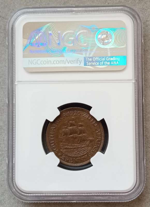 Nice 1925 Union 1/2 Penny NGC AU58 BN (mintage: 69295)