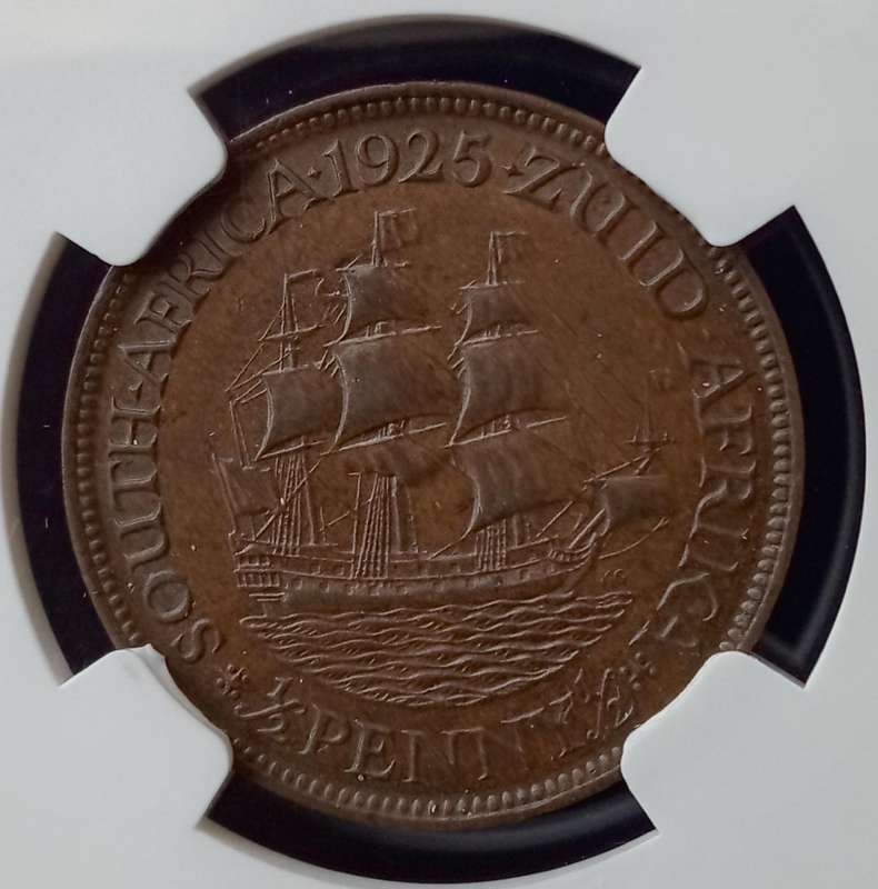 Nice 1925 Union 1/2 Penny NGC AU58 BN (mintage: 69295)