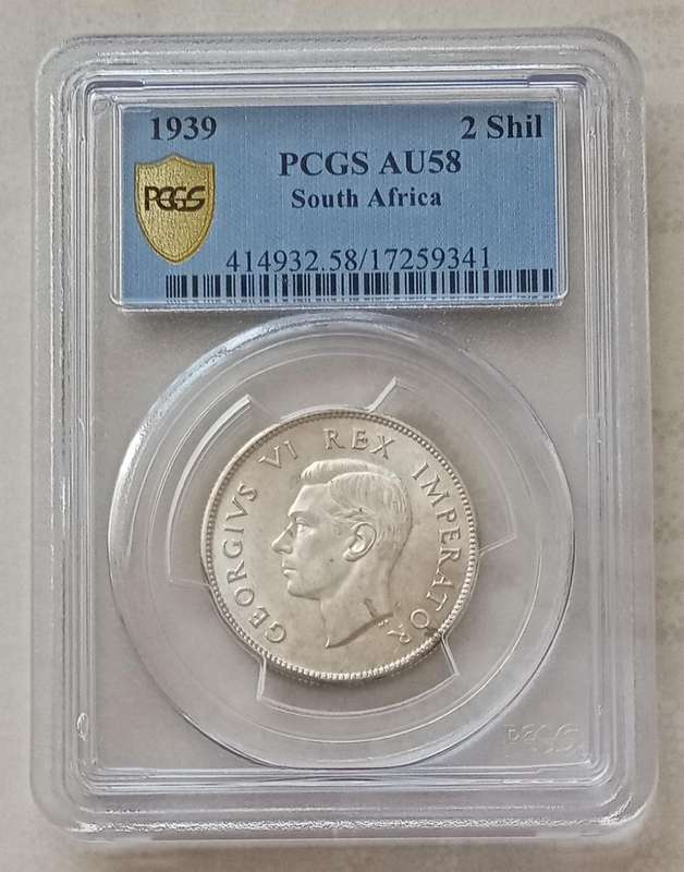 1939 Union silver 2 Shillings PCGS AU58 (Only 4 coins higher)