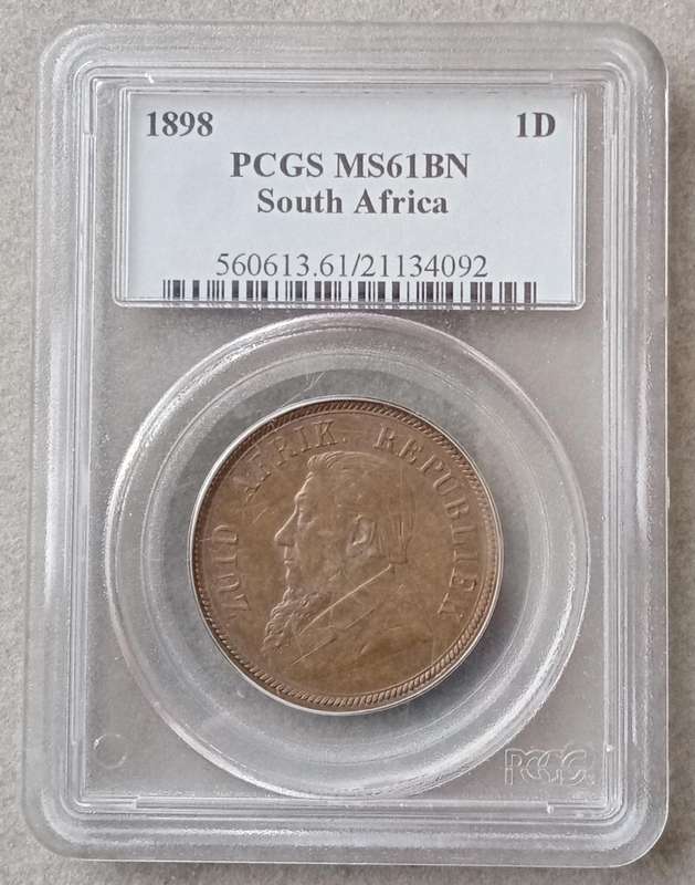 1898 ZAR Kruger penny PCGS MS61 BN