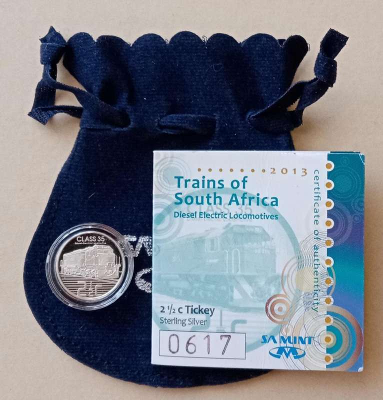 2013 Proof silver 2 1/2c in bag incl.certificate (Trains of South Africa - Class 35)