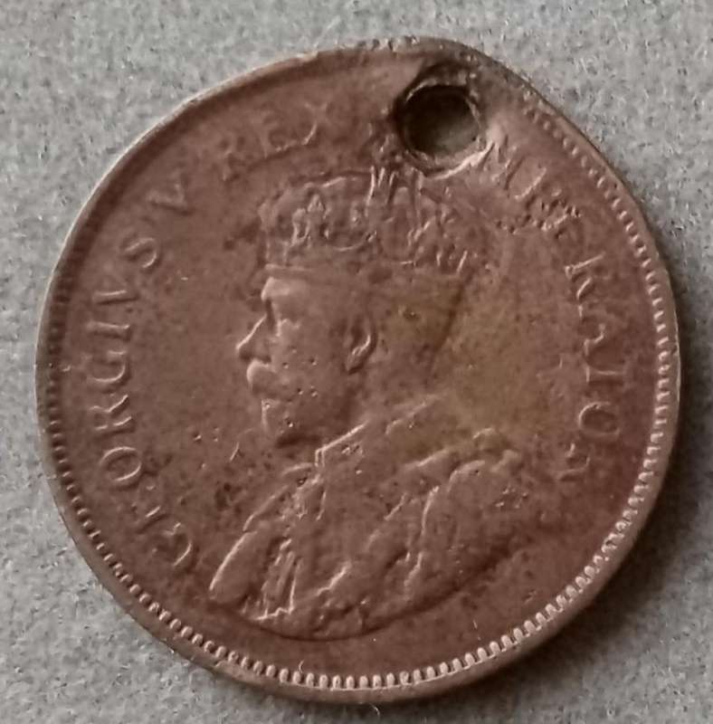 1929 Union 1/2 Penny (Filler coin) - holed