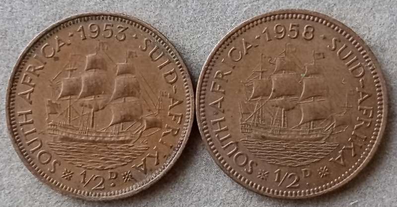 1953 and 1958 Union 1/2 Penny set