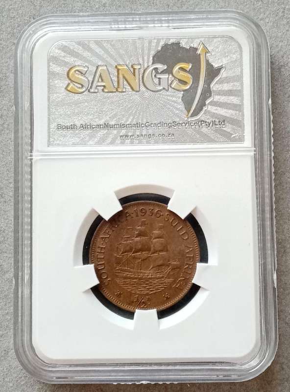 1936 Union 1/2 penny SANGS AU58 BN (Almost mint state)
