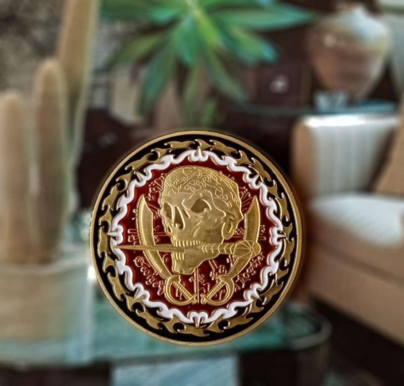 Pirate skull and cross swords commemorative novelty coin (40mm)