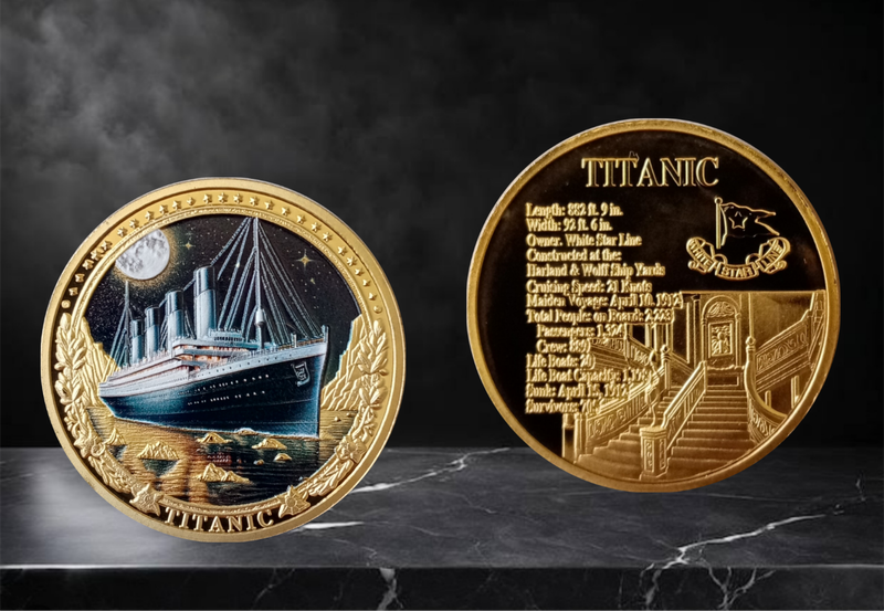 Titanic commemorative novelty coin - Golden colour (40mm)