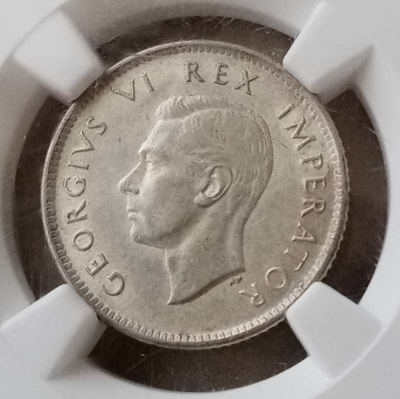 High grade 1938 union silver sixpence NGC AU58