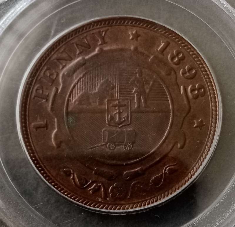 1898 ZAR Kruger penny PCGS MS63 BN
