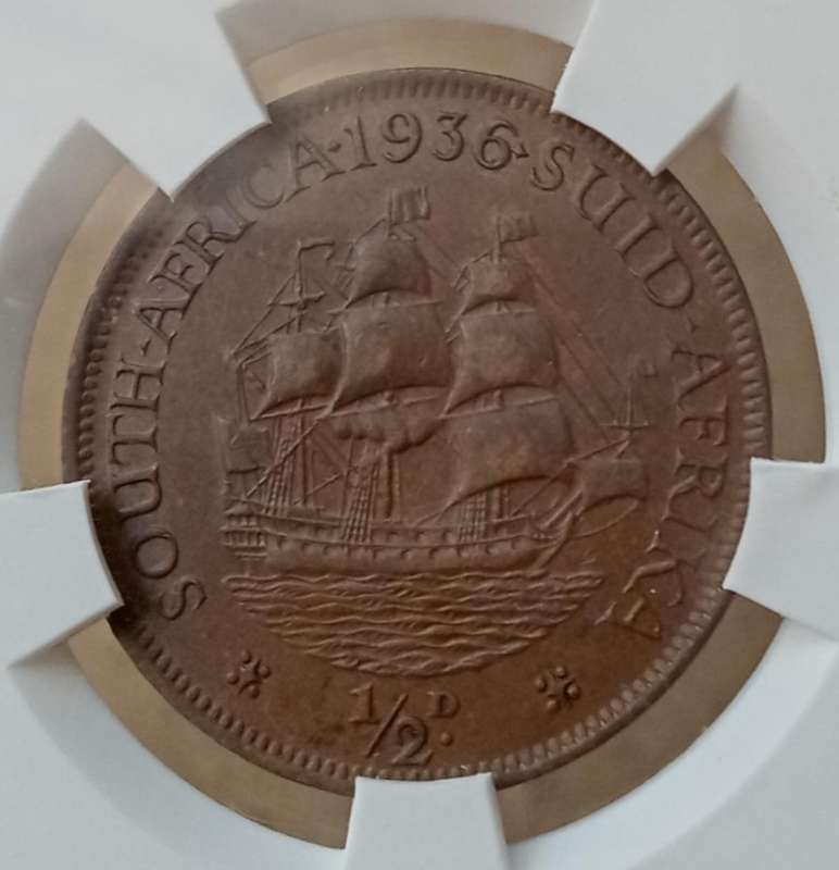 1936 Union 1/2 penny SANGS AU58 BN (Almost mint state)