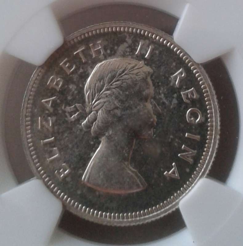 1955 Union proof silver 2 Shillings NGC PF62