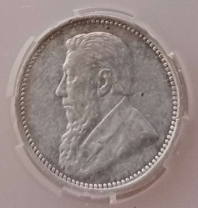 1897 ZAR Kruger silver tickey SANGS AU53