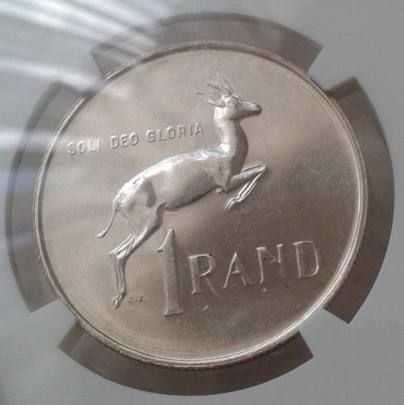 1967 Afrikaans silver R1 NGC MS62