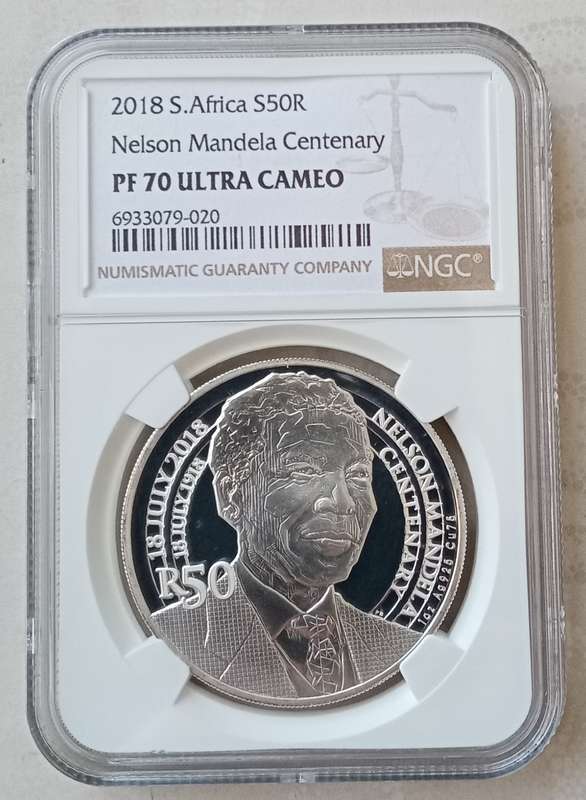 2018 Nelson Mandela proof 1oz silver R50 NGC PF70 Ultra Cameo (Top Pop)