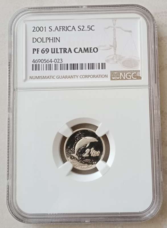 2001 Dolphin proof silver 2 1/2c NGC PF69 Ultra Cameo (Top Pop)