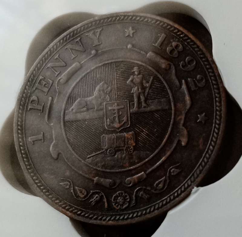 1892 ZAR Kruger Penny SANGS VF35