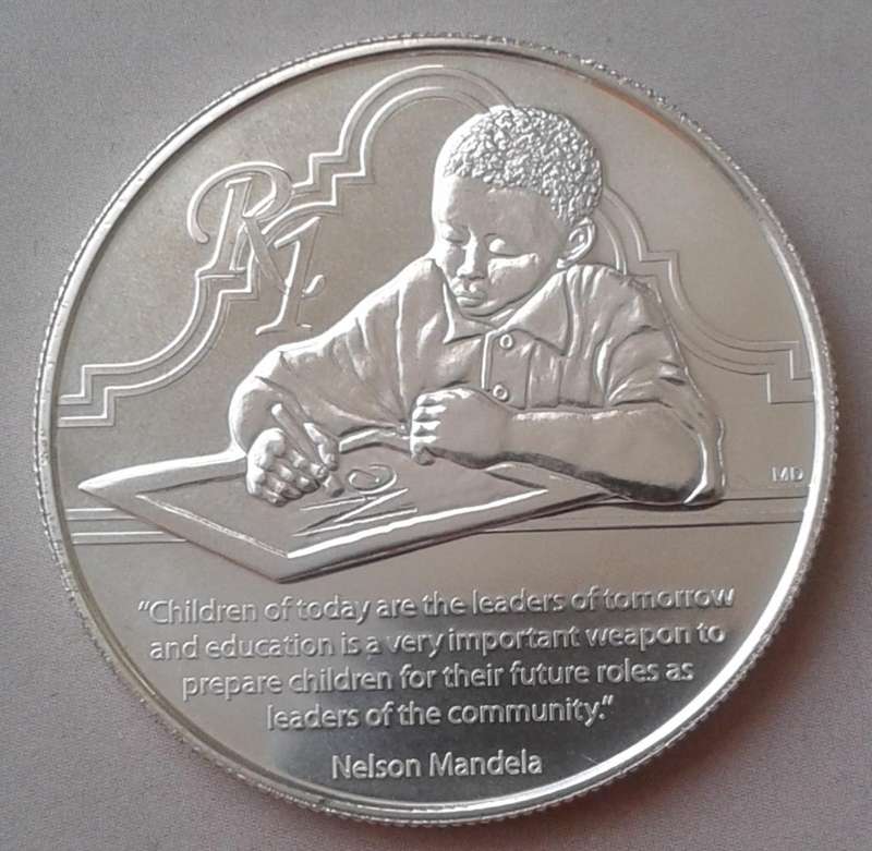 Scarcer 2014 Mandela uncirculated silver R1 in bag incl.certificate (mintage: 342)