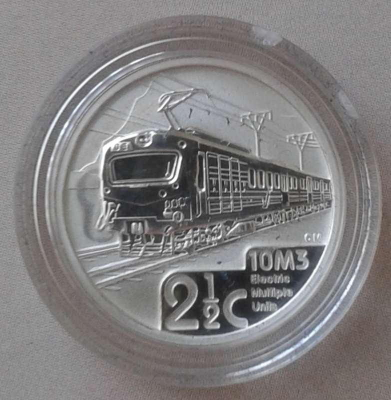 Scarcer 2014 (Trains of S.A - Class 10M3) DBN Flypress proof silver 2 1/2c in bag