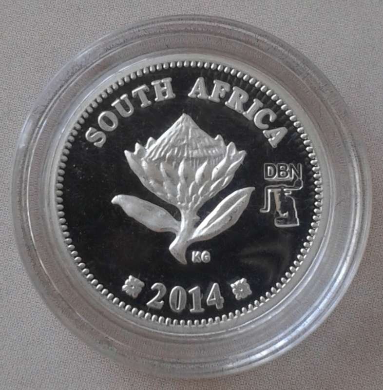 Scarcer 2014 (Trains of S.A - Class 10M3) DBN Flypress proof silver 2 1/2c in bag