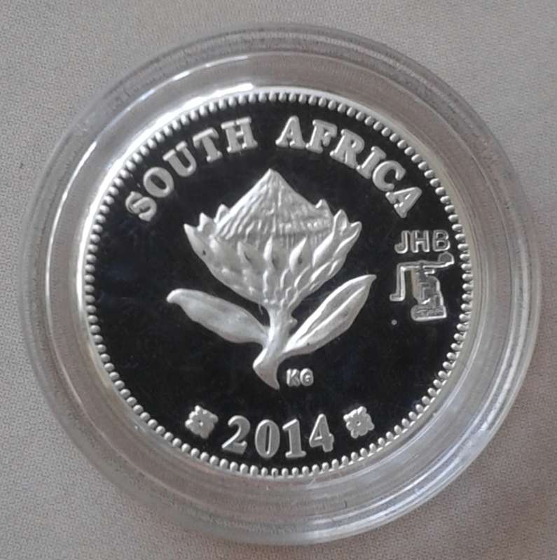 Scarcer 2014 (Trains of S.A - Class 10M3) JHB Flypress proof silver 2 1/2c in bag