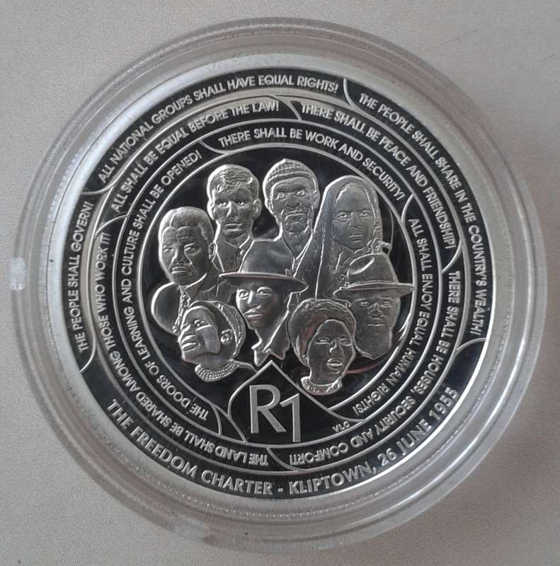 2017 Mandela proof silver R1 in box incl.certificate - Freedom Charter