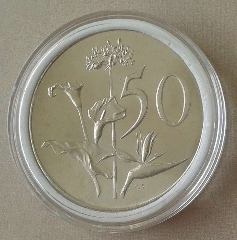 Encapsulated 1965 Afrikaans proof 50c