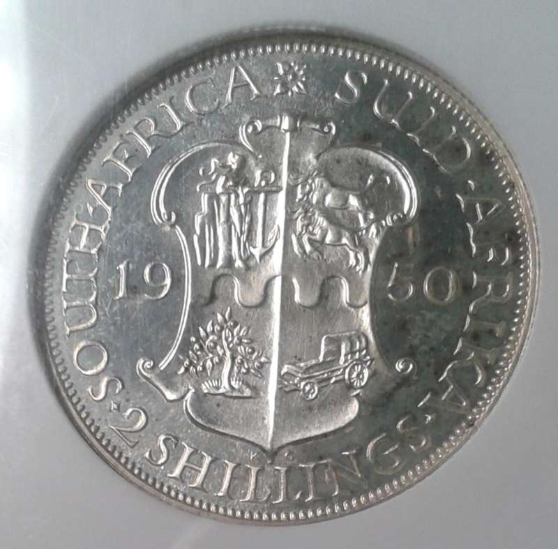 Scarce 1950 union proof silver 2 Shillings NGC PF66 (mintage: 500)