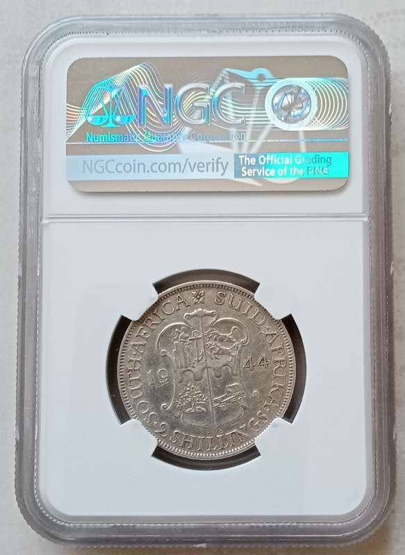 Nice 1944 union silver 2 Shillings NGC XF45