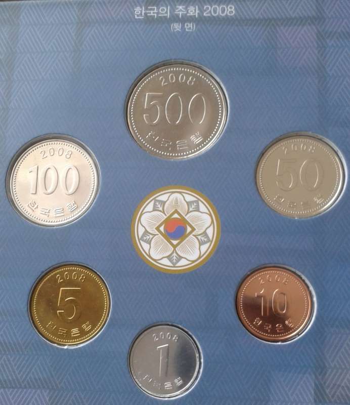 Scarcer 2008 Bank of Korea uncirculated coin set in folder