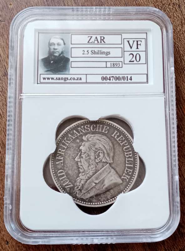 Scarce 1893 ZAR Kruger silver 2 1/2 Shillings SANGS VF20