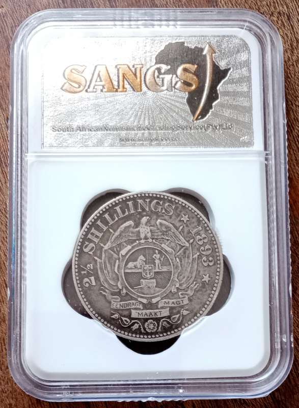 Scarce 1893 ZAR Kruger silver 2 1/2 Shillings SANGS VF20