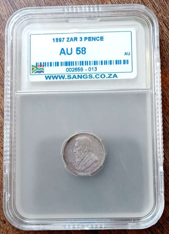 1897 ZAR Kruger silver tickey SANGS AU58