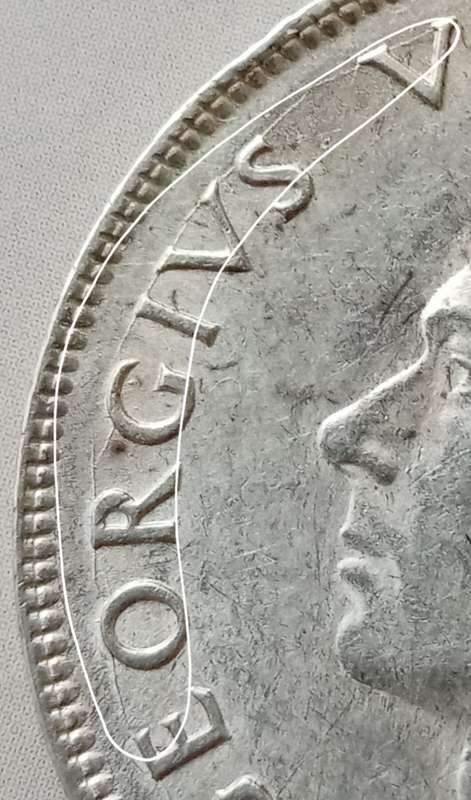 1944 Union silver 2 1/2 Shillings with reverse and obverse die cracks