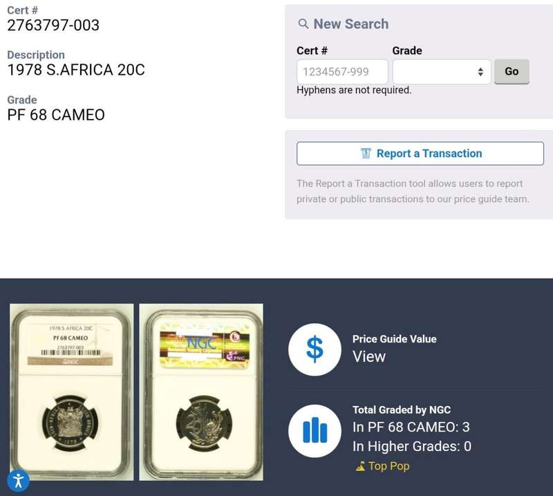 1978 Proof 20c NGC PF68 Cameo (Top Pop)