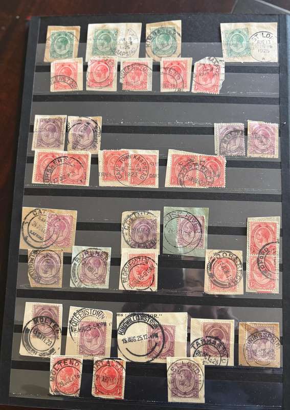 Very old stockbook with an amazing postmarks collection of SA Union and some colonies.