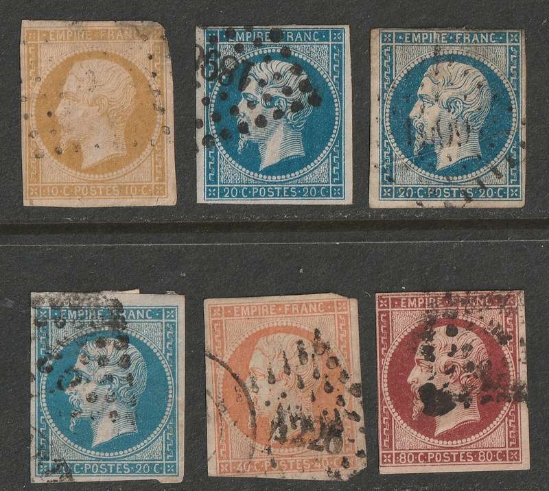 FRANCE - 1853 Imperforated  Issue Na[poleon III Part set VF USED